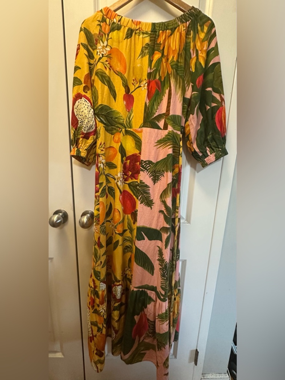 Farm Rio Mixed Prints Linen Blend Wrap Midi Dress – Multi (Size M) - Picture 9 of 10